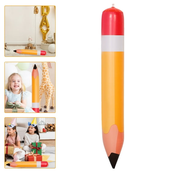 PBPBOX 1Set Pencil Shaped Balloon Orange 27.56X3.94X3.94In PVC Blowing-Up Decoration