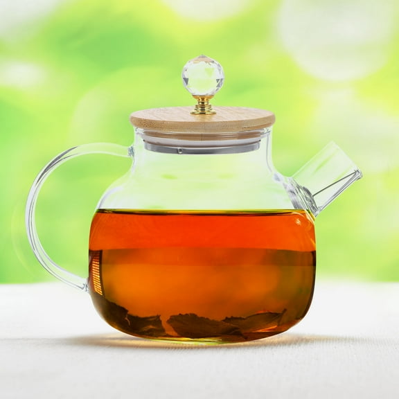 WINOMO 1Pack Borosilicate Glass Teapot Round Shape Simple and Chic Style for Everyday Use Tea Brewing
