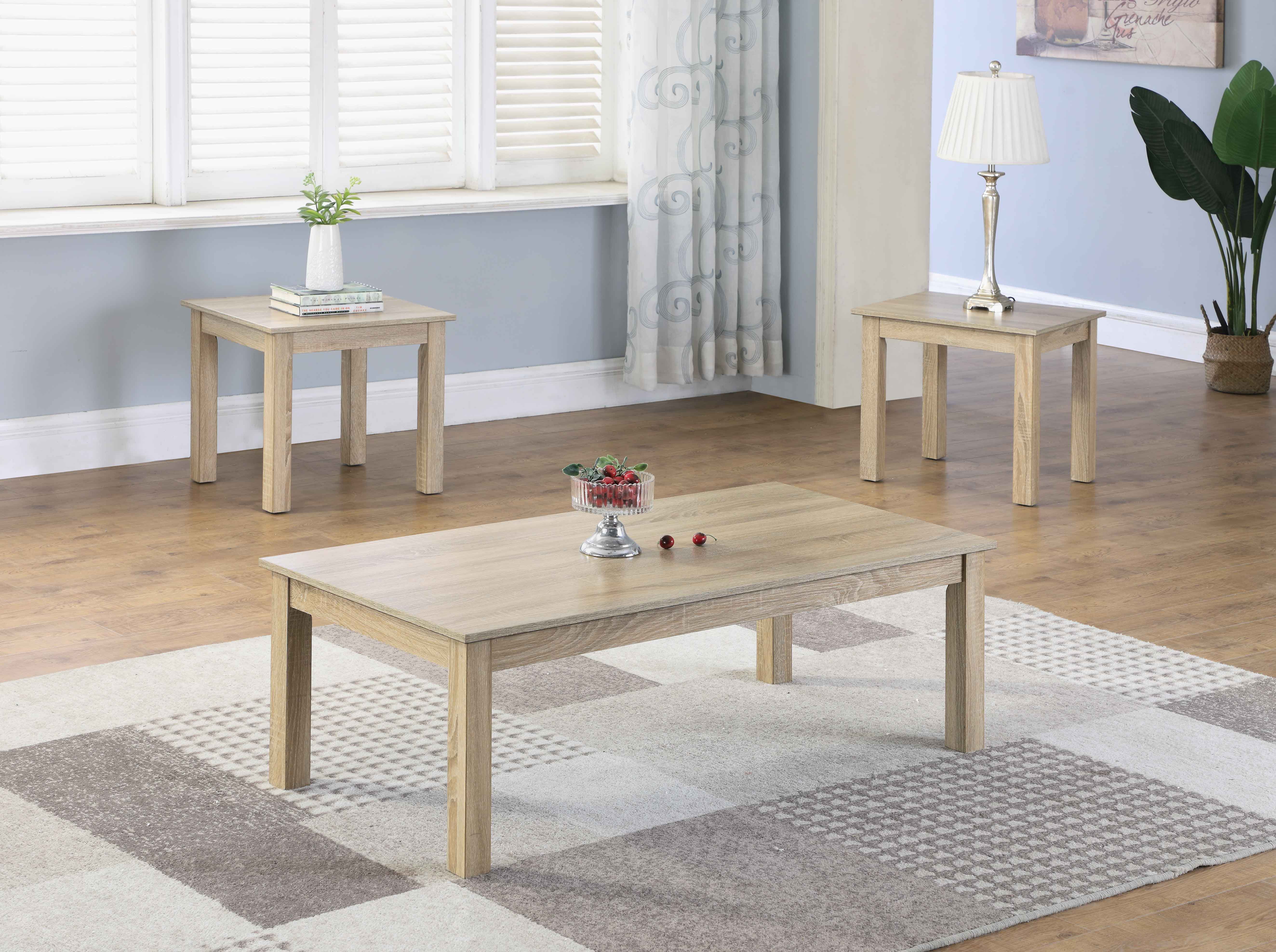 Best Master Furniture Hailey Coffee + 2 End Table Set, Light Gray