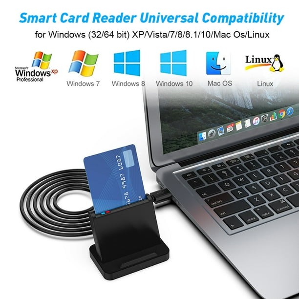 Kuymtek Lector de tarjetas inteligentes USB SCR816 ID IC CAC Lector de tarjetas SIM para Windows Max OS Linux