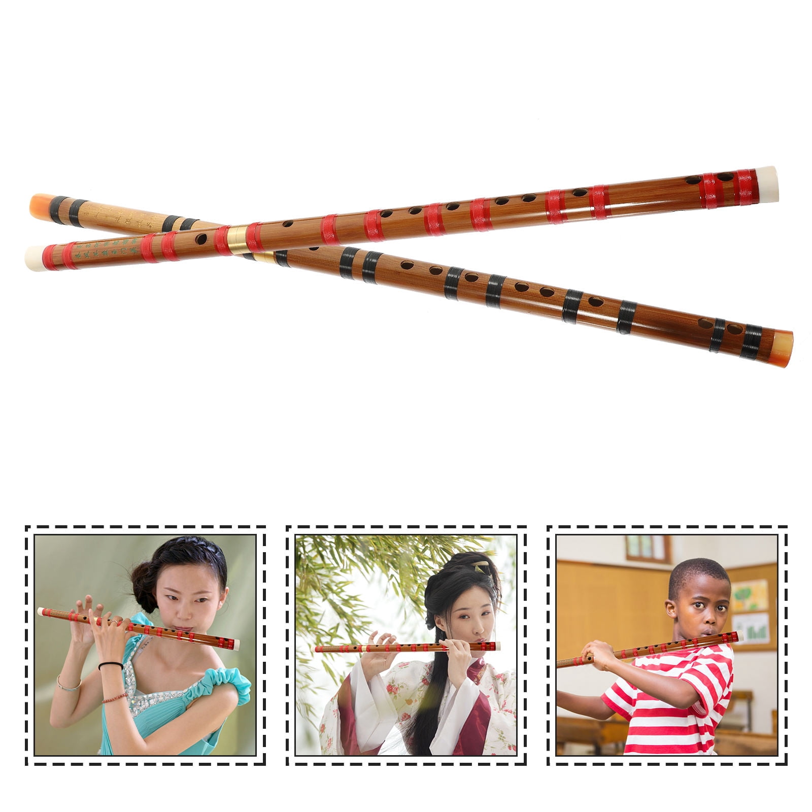 BRIGHTFUFU 1 Pc Cylindrical Bamboo Flute Chinese Instrument for Beginners with Professional Tone Holes