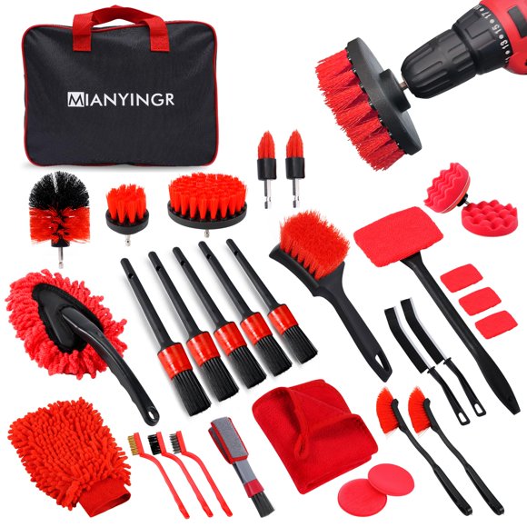 Kit de detallado para auto MIANYINGR de 32 piezas con cepillos y taladro