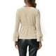 thumbnail image 3 of Blusa de terciopelo de cuello en V para mujeres INSPIRE CHIC, top peplum de manga larga con campana para fiestas de Halloween, XS color beige, 3 of 6