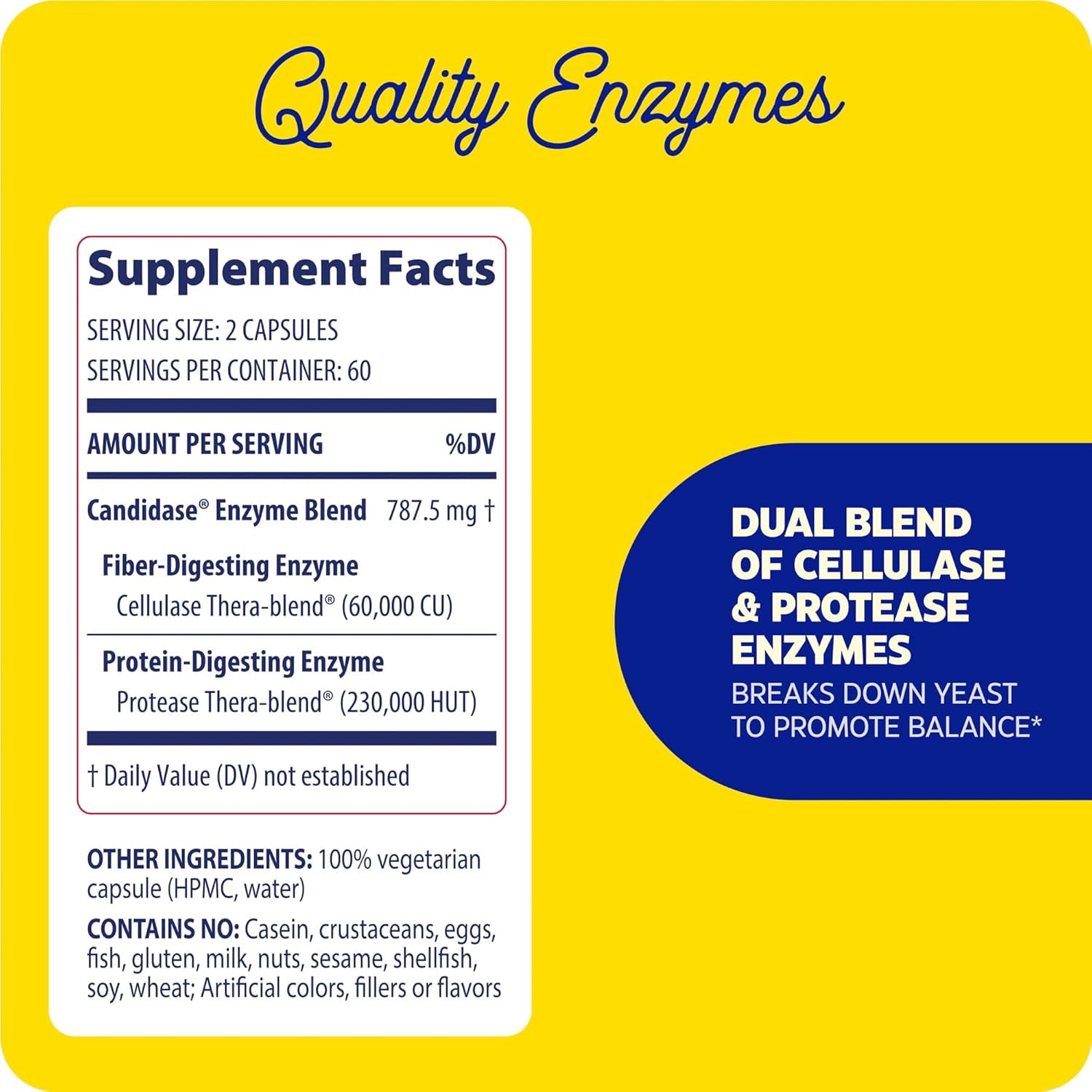 Enzymedica, Candidase, 120 Capsules, Enzyme Supplement to Support Balanced Yeast Levels and Digestive Health, Vegan, 60 Servings