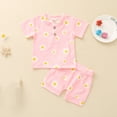 thumbnail image 2 of Mercatoo Crop Top Pants Baby Girl Clothes Outfits Cotton Printed Short Sleeve Top Casual 2PC Set Toddler Clothes Shorts Girls, 2 of 4
