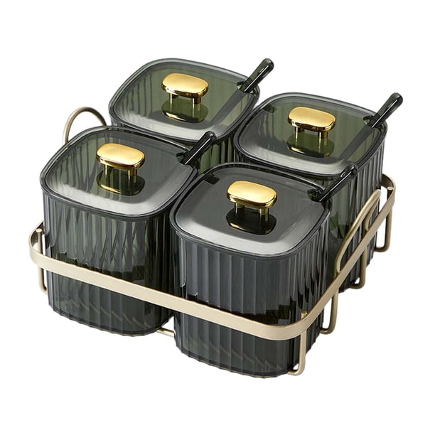 Tarro de Condimentos perfecl 4 Rejillas Verde con Bandeja y Compartimento