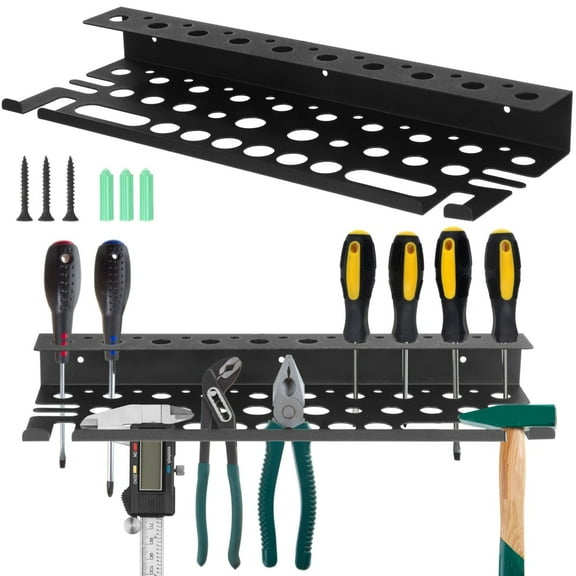 Wall Mounted Metal Screwdriver Organizer, Manual Tool Wall Holder, Plier Storage Rack for Home and Workshop, Includes Screws and Wall Anchors, Space-Saving Design