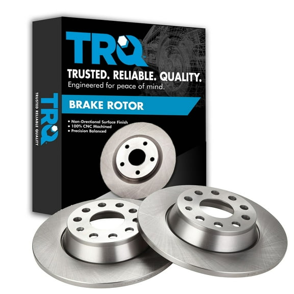 TRQ Rear Brake Rotors Set Solid Fits Select 2009-2013 Audi A3 A3 Quattro 2015 Q3 Q3 Quattro 2009-2017 Volkswagen CC 2009-2011 Eos 2010 Jetta 2009-2010 Passat Tiguan 2017-2018 Tiguan Limited