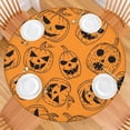 thumbnail image 2 of Halloween Pumpkin Festival Elastic Fitted Tablecloth 52 Inch Round - Washable Spooky Design Table Cover for Party Dining, 2 of 6