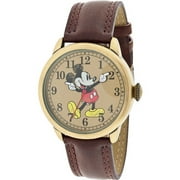 Women's Mickey Mouse Molded-Hands Vintage Brown Watch, Simulated-Leather Strap