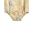 thumbnail image 6 of Kiapeise Infant Toddler Baby Girl Long Sleeve Smile Face Print Romper Bodysuit with Bow Headband Clothes, 6 of 6