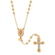 Brilliance Fine Jewelry 14K Gold Plated Sterling Silver Crystal And Cubic Zirconia Rosary Yellow Necklace 26"