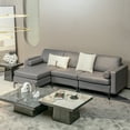 thumbnail image 2 of Costway Modular L-shaped 3 Seat Sectional Sofa w/ Reversible Chaise & 2 USB Ports Grey, 2 of 10