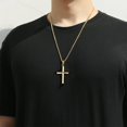 thumbnail image 3 of APSVO Gold Cross Necklaces for Men Boys Stainless Steel Cross Pendant Chain Catholic Religious Christian Birthday Valentines Jewelry Gifts Teen Him Boyfriend Male Dad Adults Kids Age Ideas 18 Inch, 3 of 7