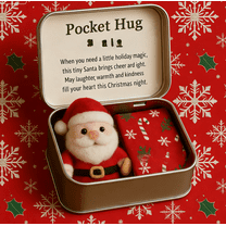 Kumdkd Christmas Pocket Hug Vintage Tin Box with Plush Toy, Holiday Emotional Gift Set for Friends, Family, Kids, Cozy Velvet Stuffed Animal with Keepsake Storage Box for Christmas Stocking Stuffers