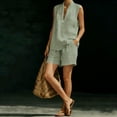 thumbnail image 5 of akafmk 2 Piece Shorts Sets for Women Linen Sleeveless Top and Shorts Loose Summer Casual Outfits, 5 of 7