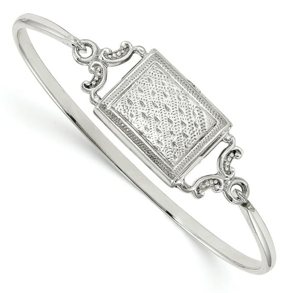 Sterling Silver Polished Rectangular 20mm Locket Bangle