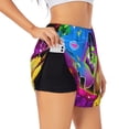 thumbnail image 3 of Lsque Geometry Dash Printed Women's Running Shorts with Liner Pockets,Elastic Quick Dry Workout Athletic Gym Yoga Shorts,Womens High Waist Shorts-Medium, 3 of 9