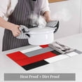 thumbnail image 4 of Red Black Grey Placemats for Dinning Table Set of 6, Modern Irregular Geometric Abstract Burlap Kitchen Place Mats Waterproof Cloth Table Mats, Indoor Outdoor Placemats Easy Clean Dinner Decor, 4 of 8