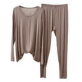 thumbnail image 2 of Juslio Mens Pajama Sets Solid V-Neck Modal Long Sleeve Tops and Pants 2-Piece Matching Pajamas Sets 2XL, 2 of 6