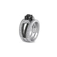 thumbnail image 3 of 1.26 Carat (Ctw) Black Diamond Engagement Ring and Wedding Band Set in Sterling Silver for Women, 3 of 6