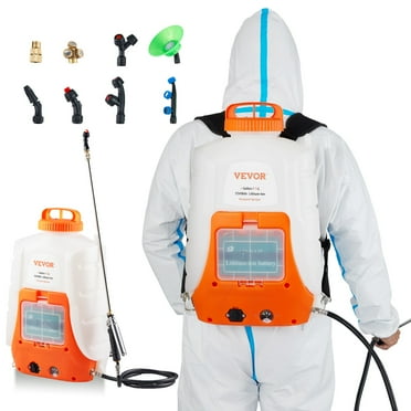 VEVOR Battery Powered Backpack Sprayer, 0-90 PSI Adjustable Pressure, 4 Gallon Tank, Back Pack Sprayer with 8 Nozzles and 2 Wands, 12V 8Ah Battery, Wide Mouth Lid for Weeding, Spraying, Cleaning