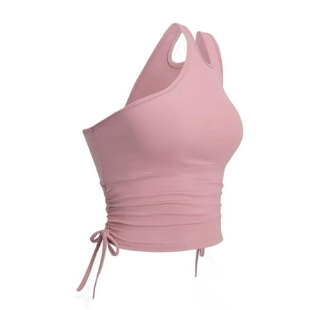 

Women s Cut Out One Shoulder Knot Side Top Baby Pink S