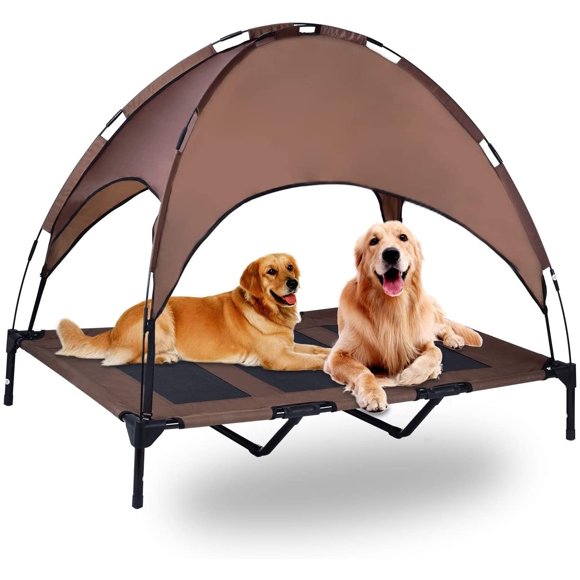 Dog Elevated Bed Canopy Large Dog Bed Cooling Portable Waterproof Bed Non-Slip Feet Outdoor Indoor Bed