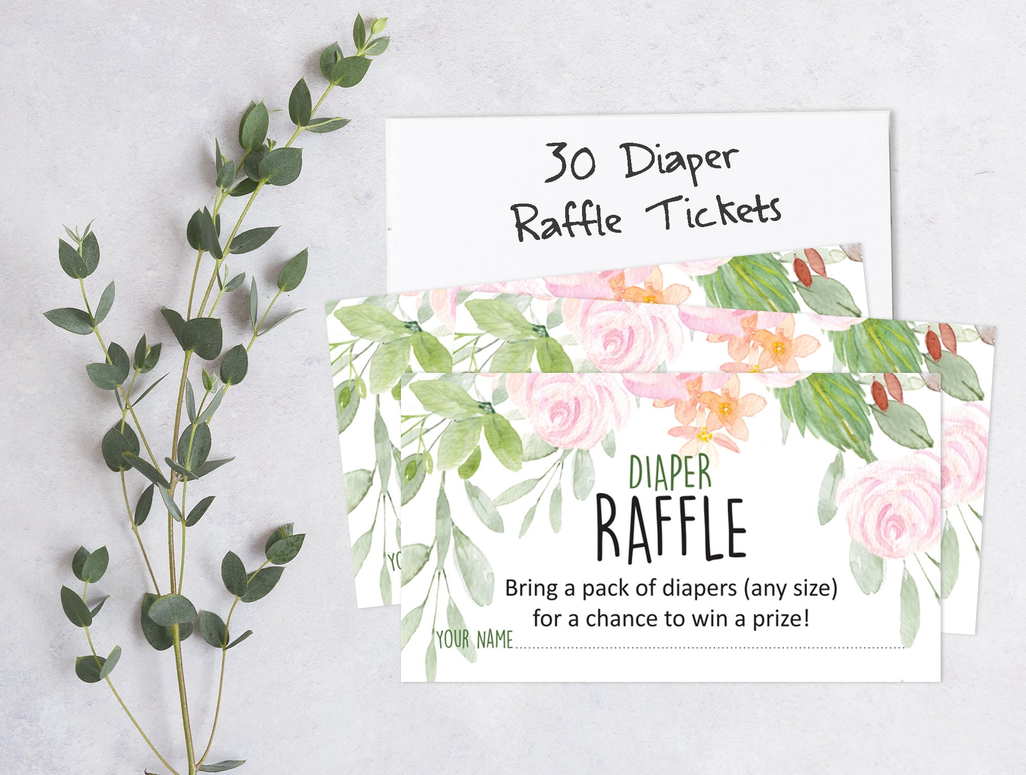 Inkdotpot Set Of 30Floral Baby Shower Invitations-Diaper Raffle Tickets And Baby Shower Book Request Cards Gender Neutral Invites Its A Boy Its A Girl