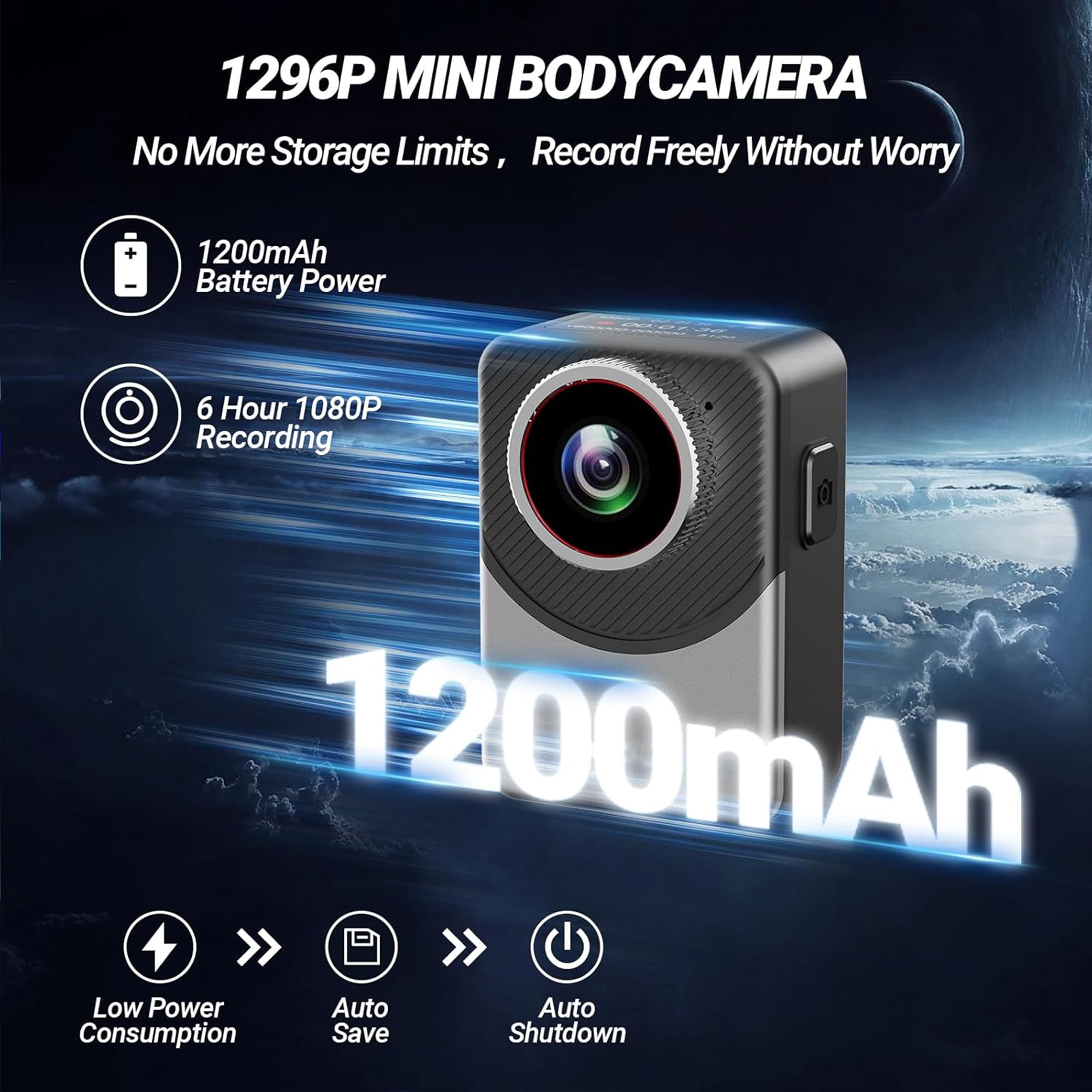 Action Camera, Pocket Camcorder, Video Recorder, 1296P Mini Body Camera, Waterproof, Stabilization, Wide FOV Wearable Portable Vlogging Camera for Vlogging,Travel,Sport,Helmet Mount