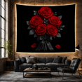 thumbnail image 6 of Red Rose Bouquet on Black Background, Romantic Gothic Style for Flower Lovers, Floral Wall Art, Valentine's Day Gift, Tapestry Wall Hanging for Bedroom, Living Room and Dorm, 6 of 7