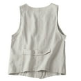 thumbnail image 6 of GEWSEY Womens Linen Vest Casual Sleeveless V-Neck Blazer Cardigans Lightweight Jacket Waistcoat (Grey, L), 6 of 9