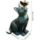 thumbnail image 4 of Estatua de gato retro, decoración de jardín con diseño especial, superficie de rayas retro y efecto moteado, 1 pieza de piedra de poliresina impermeable, decoración del hogar para jardín, estantería,, 4 of 5