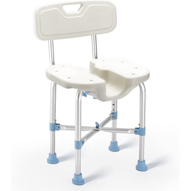 OasisSpace Shower Chair with Back 300lbs, Upgraded UShaped Shower Seat and Bath Stool Safety