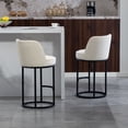 thumbnail image 4 of CQSXDA Modern Set of 2 Linen Fabric Upholstered Accent Bar Stools with Backrest, for Counter Height Kitchen Islands, Beige, 4 of 19