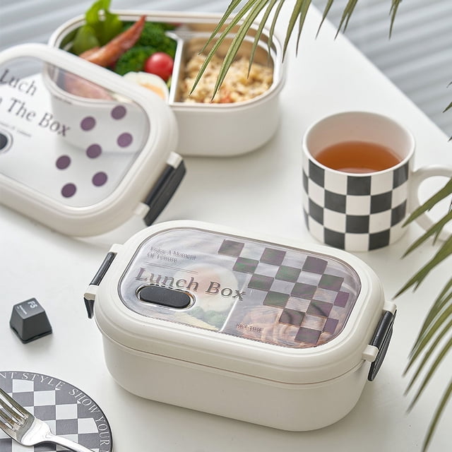 CAJA DE 2 COMPARTIMES, Contenedores Hermético de Almacenamiento de Alimentos Con Capa Intermedia de Acero inoxidable para preservación del Calor para la escuela y la