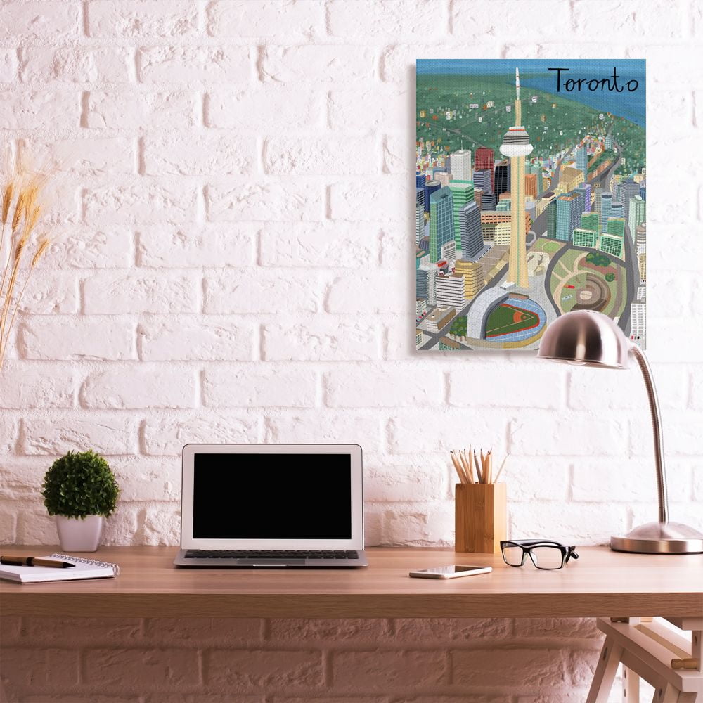 Stupell Industries Toronto Canada City Skyline Colorful Landmark Architecture Canvas Wall Art Design by Carla Daly, 30" x 40"