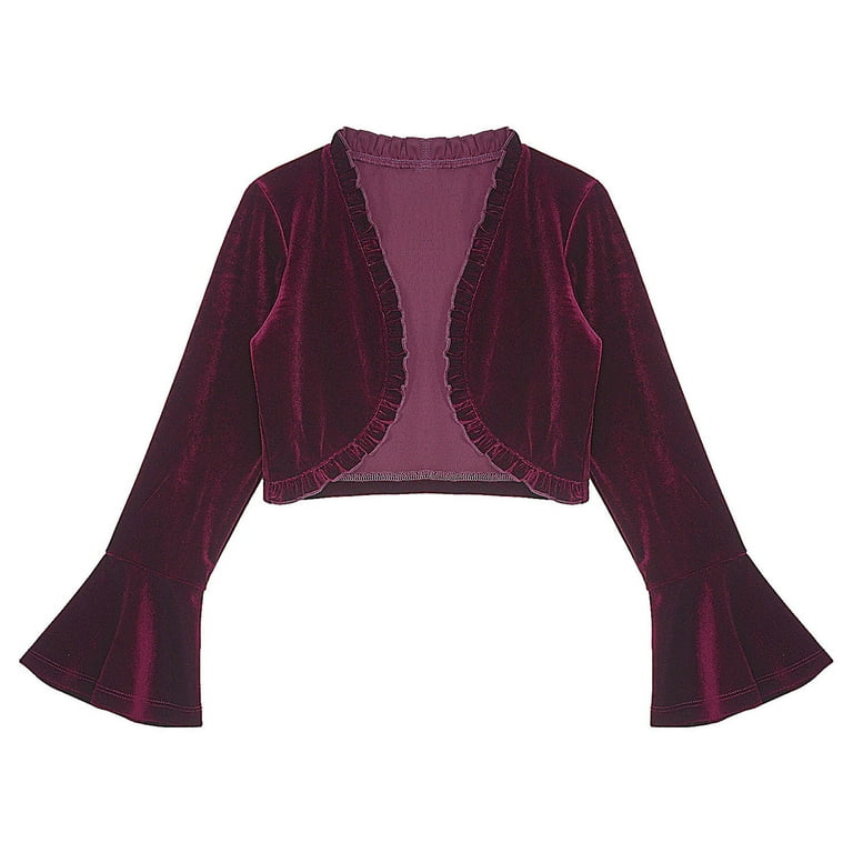 Alvivi Flower Girls Bolero Kids Long Sleeve Velvet Cardigan