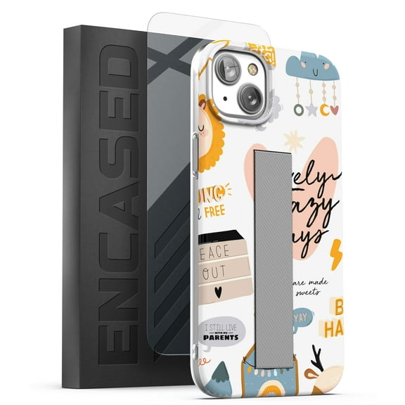 Finger Loop Case Designed for iPhone 14 with Hand Strap Grip, Screen Protector Included - for Girls and Kids (Cute Aesthetic)