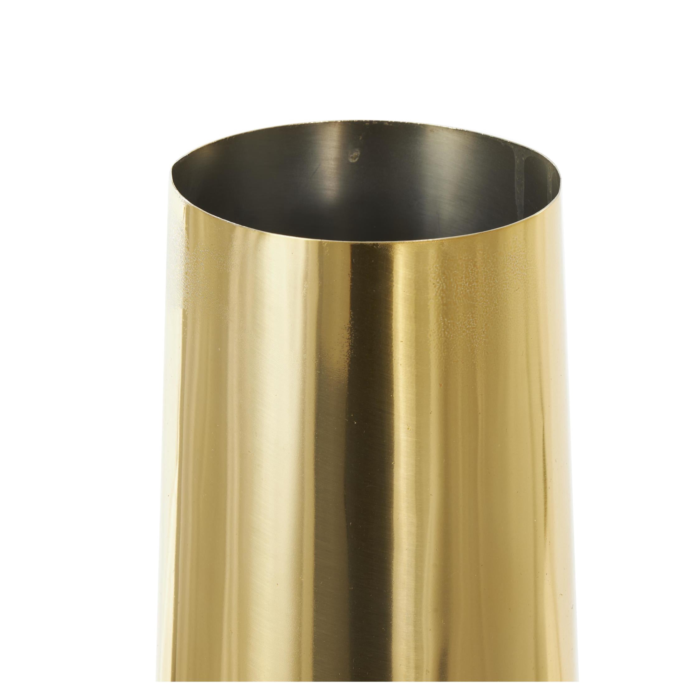 DecMode 36" Tall Floor Cone Gold Stainless Steel Metal Vase