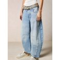 thumbnail image 3 of Women'S Vintage Low Waist Stretchy Boyfriend Wide Leg Jeans Butt Lifting Baggy Denim Pants Light Blue L, 3 of 5