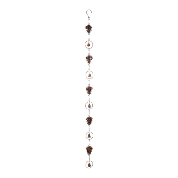 Pinecone Umbrella-Shaped Rain Chain Outdoor Garden Wind Chime Decorative Water Drainage Chain for Patio, Terrace, Yard, and Rainwater Harvesting