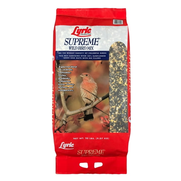 Lyric Supreme Wild Bird Seed, Wild Bird Food Mix with Nuts & Sunflower Seeds - 20 lb. Bag