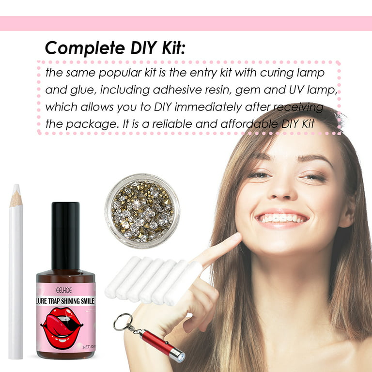 Diy Tooth Gem Starter Kit With Curing Uv Light Adhesive Glue Sparkle  Crystals