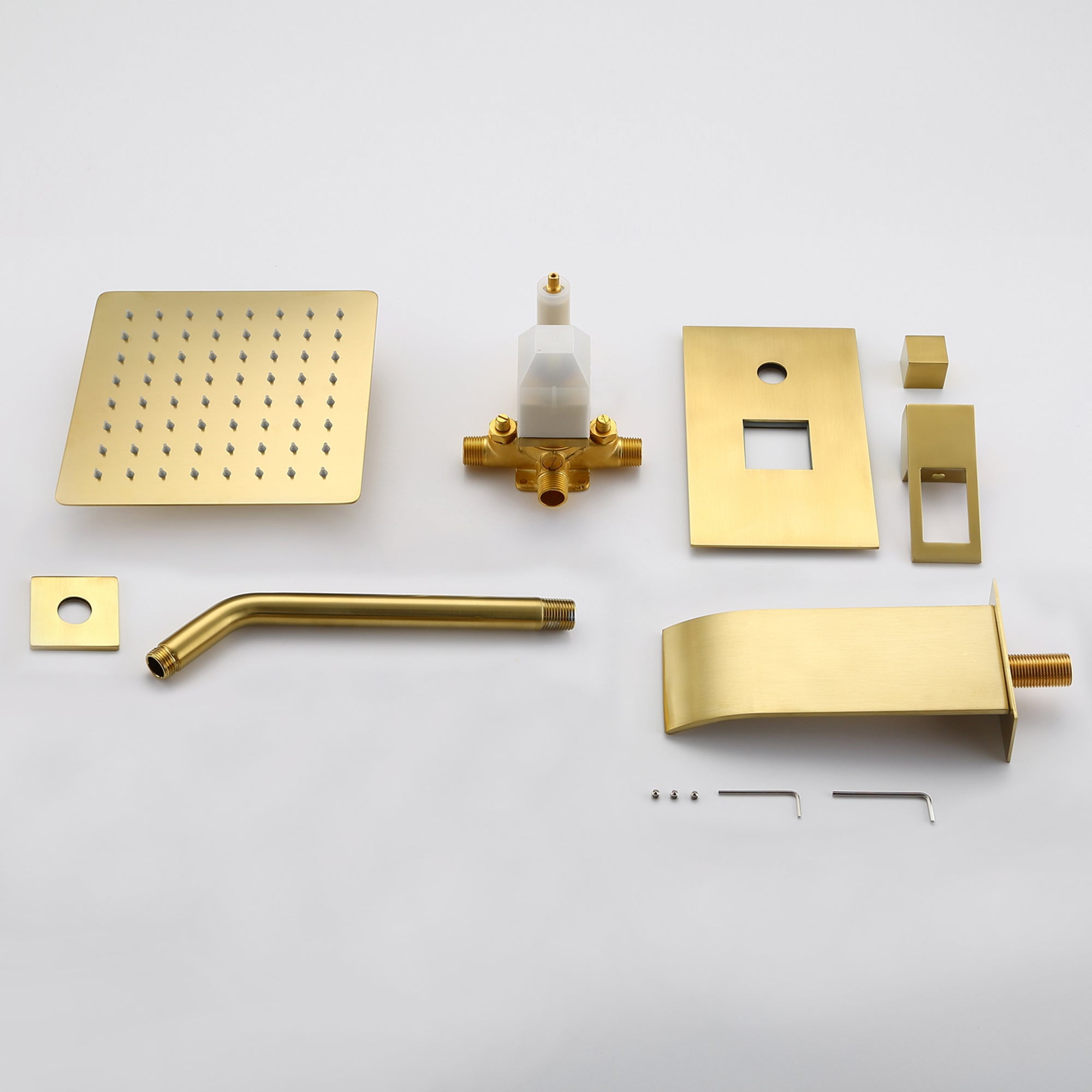 Brushed Gold Tub Shower Faucet with Waterfall Tub Spout and Pressure Balance Valve