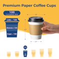thumbnail image 2 of Fit Meal Prep 100 Pack 12 oz Disposable Coffee Cups with Lids, Sleeves, Leak-Proof To Go Coffee Cups with Lids, Durable Paper Cups for Hot Beverage, Home, Office, Party, 2 of 8