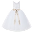 thumbnail image 2 of Ekidsbridal White V-Back Lace Tutu Flower Girl Dresses for Wedding Ceremony Mini Bridal Gown 212R3 4, 2 of 3