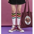 thumbnail image 4 of CHUNTIAN Sox Womens Girls Triple Striped Knee High Socks Roller Skate Socks Cotton Sport Athletic Tube Socks Costume Stocking, 4 of 5
