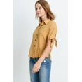 thumbnail image 3 of Short Sleeve Button Up Top With Tie Sleeve, 3 of 5