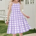 thumbnail image 4 of AHTJRT Girls Plaid Dress Lightweight Boho Beach Sundress Breathable Spaghetti Straps Dresses Travel Vacation Maxi Dress Purple 9 Years, 4 of 7